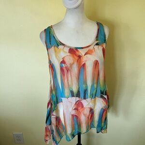 Sunset Sleeveless sheer Top - Multicolor size small